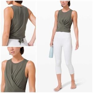 Lululemon Time to Restore Tank Grey Sage Cotton Tie